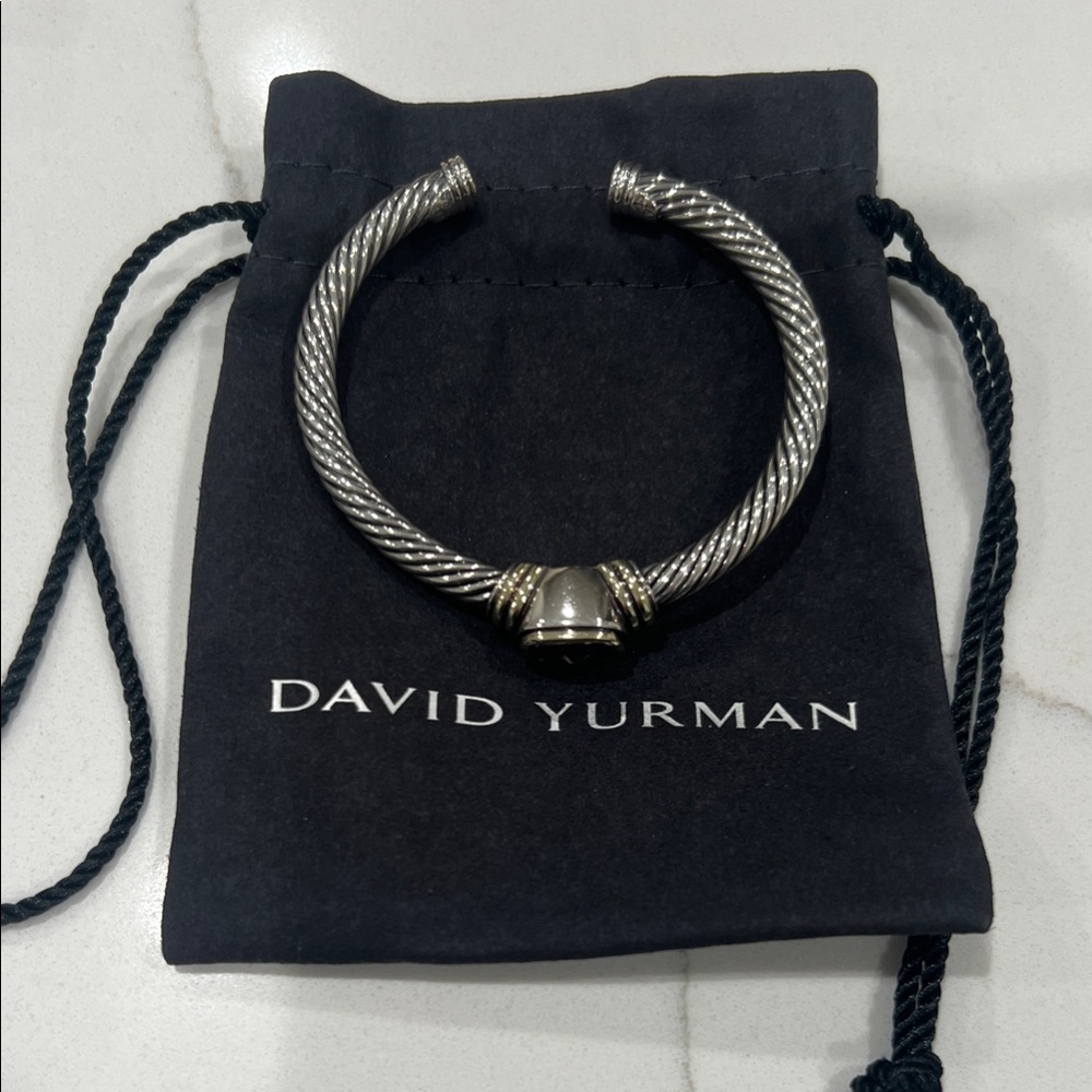 David Yurman Silver Women’s Cable Bracelet with Amethyst stone .